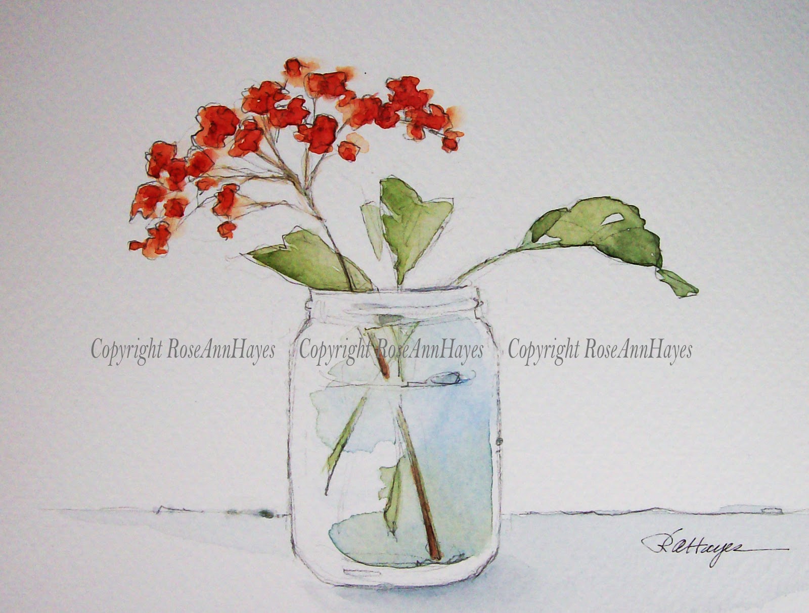 1600x1213 Watercolor Paintings By Roseann Hayes 2017 - Watercolor Glass Vase