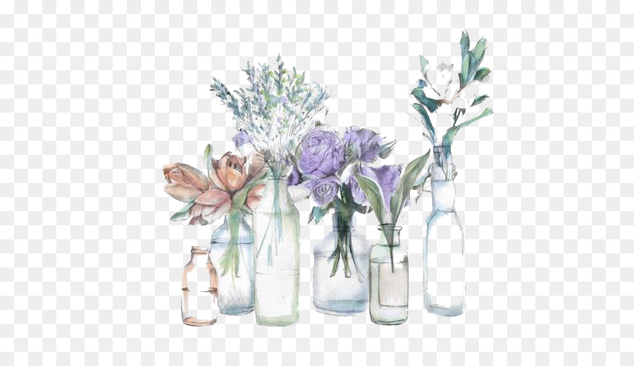 900x520 Flower Vase - Watercolor Glass Vase