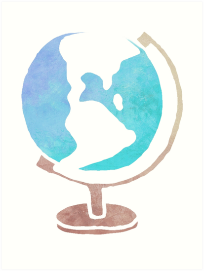 413x549 Simple Watercolor Globe Art Prints By Jay P Redbubble - Watercolor Globe