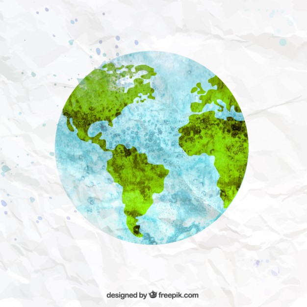 626x626 The Earth In Watercolor Style Vector Premium Download - Watercolor Globe
