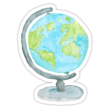 375x360 Watercolor Globe Stickers By Ak Amp Co. Redbubble - Watercolor Globe