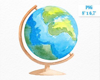 340x270 Watercolor Globe Etsy - Watercolor Globe