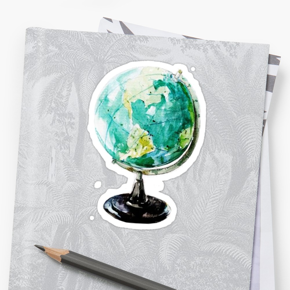 1000x1000 Watercolor Globe World Stickers By Daria Smith Redbubble - Watercolor Globe