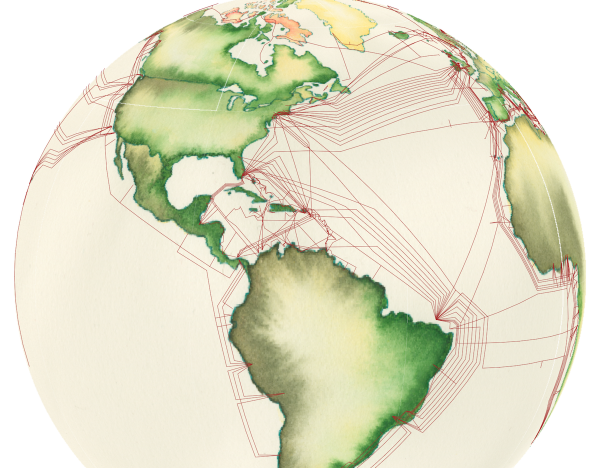 600x468 Elijah Meeks On Twitter Watercolor Globe With Undersea Cables As - Watercolor Globe
