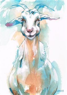 Watercolor Goat