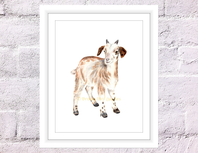 690x534 Goat Print, Watercolor Baby Goat, Farm By Breezy Bird Goodies - Watercolor Goat