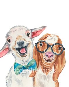 236x295 Goat Watercolor Painting Original Art Print Animal Art , Kitchen - Watercolor Goat