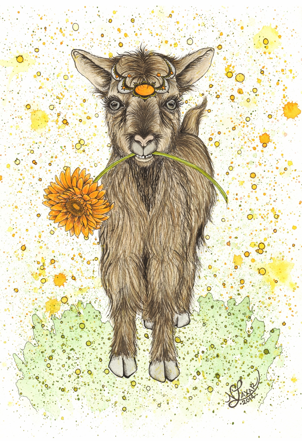 1000x1462 Click For Watercolor Nikki Laxar Art - Watercolor Goat