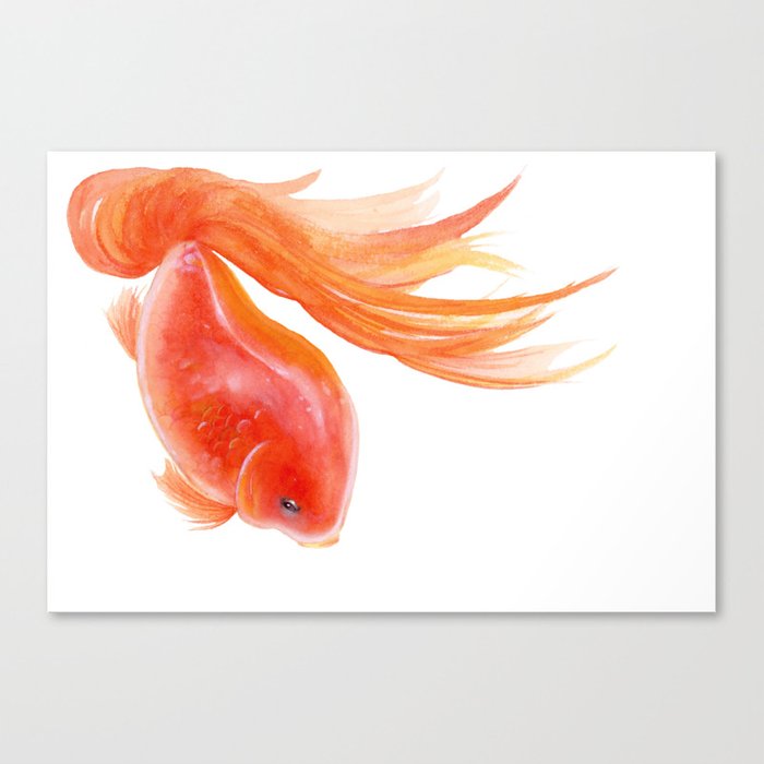 700x700 Goldfish , Gold Fish, Yellow Goldfish , Watercolor Painting By - Watercolor Goldfish