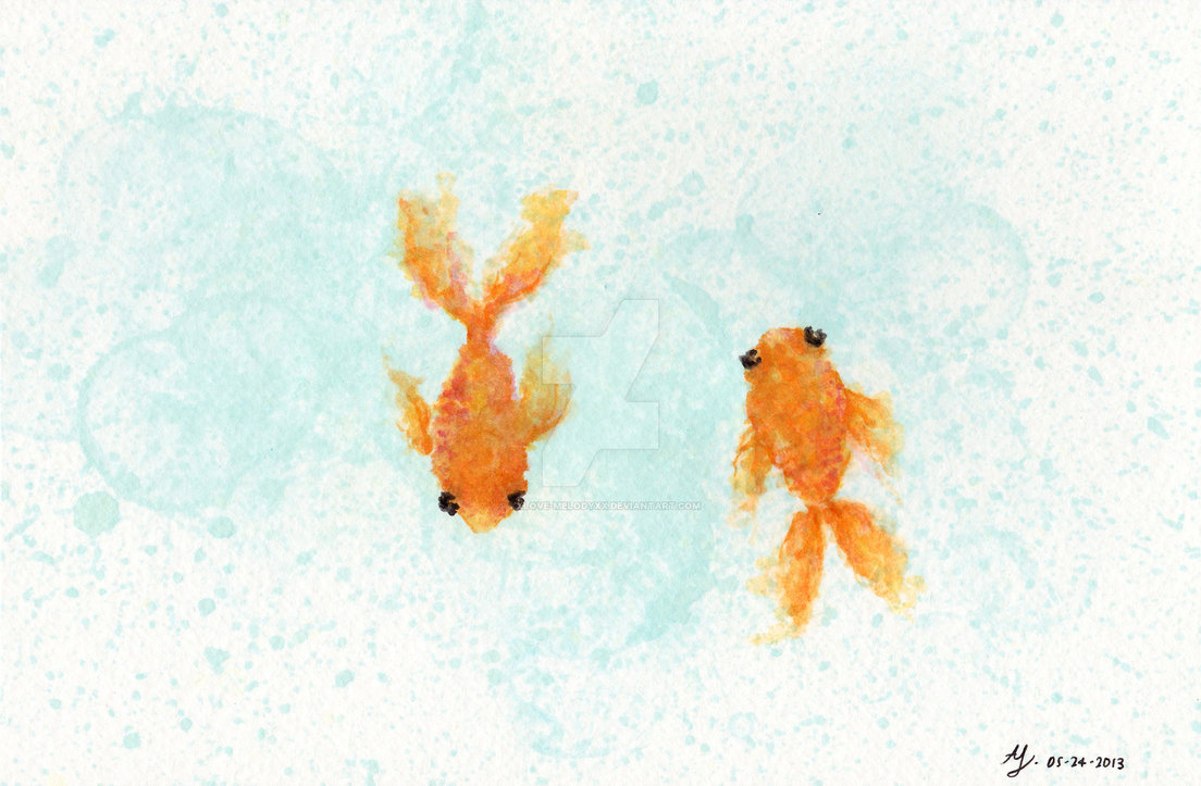 1104x723 Goldfish Watercolor By Xxlove Melodyxx - Watercolor Goldfish