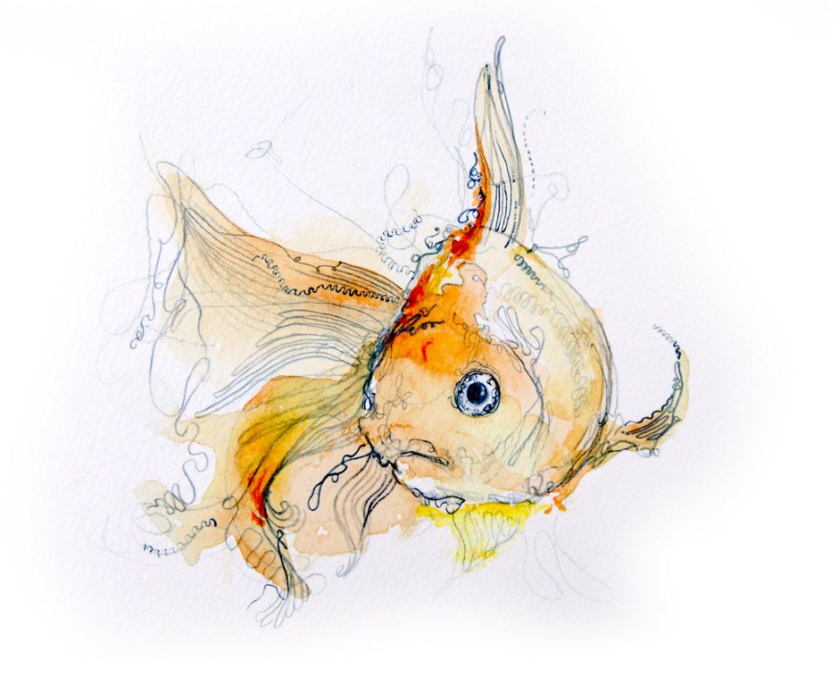 940x757 Pin By Green Earth Arts On Watercolor Watercolor - Watercolor Goldfish