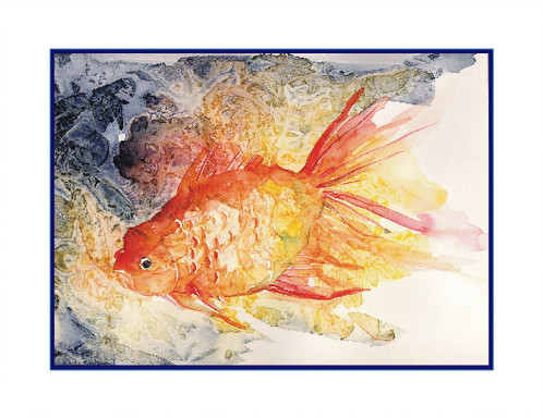 498x384 Watercolor Goldfish Note Cards - Watercolor Goldfish