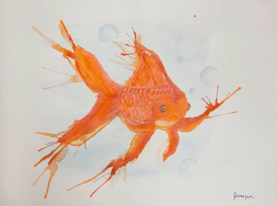 570x423 Watercolor Goldfish Watercolor Goldfish Watercolor Etsy - Watercolor Goldfish