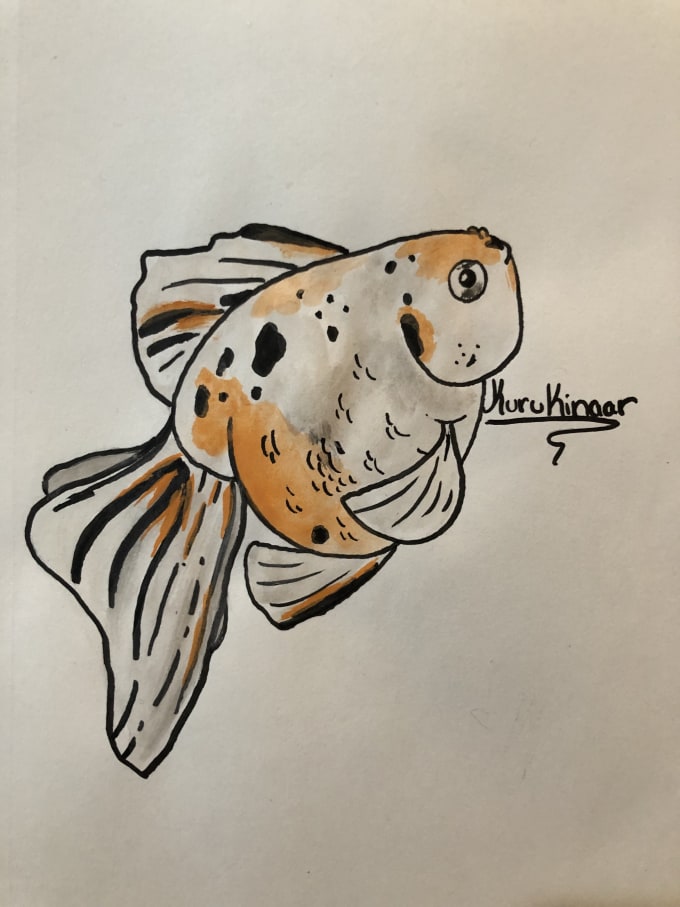 680x907 Create Watercolor Goldfish Paintings By Kurukinaar - Watercolor Goldfish