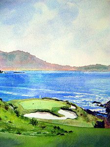 225x300 Golf Course Watercolor Painting - Watercolor Golf