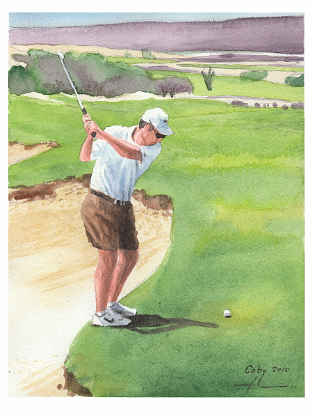 453x600 Golfer Watercolor By Mike Theuer Daler Rowney - Watercolor Golf
