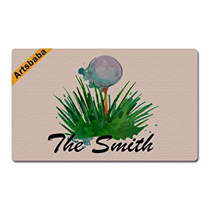 425x425 Funnylife Personalized Your Text Doormat Watercolor - Watercolor Golf