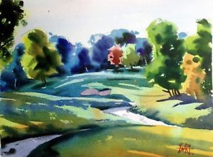 300x221 Golf Modern Art Original Landscape Painting Golf Muirfield Village - Watercolor Golf