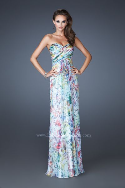400x600 La Femme 19133 Watercolor Print Chiffon Gown French Novelty - Watercolor Gown