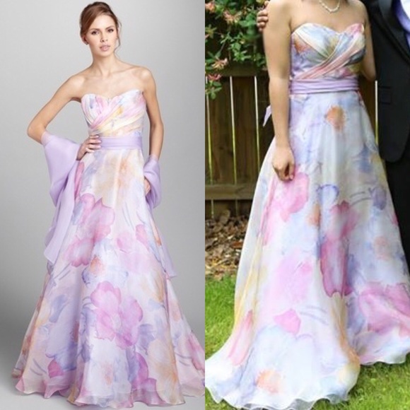580x580 Theia Dresses Hp Purple Watercolor Floral Prom Dress Poshmark - Watercolor Gown