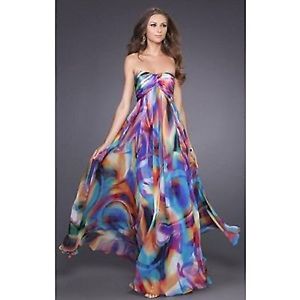300x300 Unique La Femme Size 8 Watercolor Gownprom Dress, Tie Dye Chiffon - Watercolor Gown
