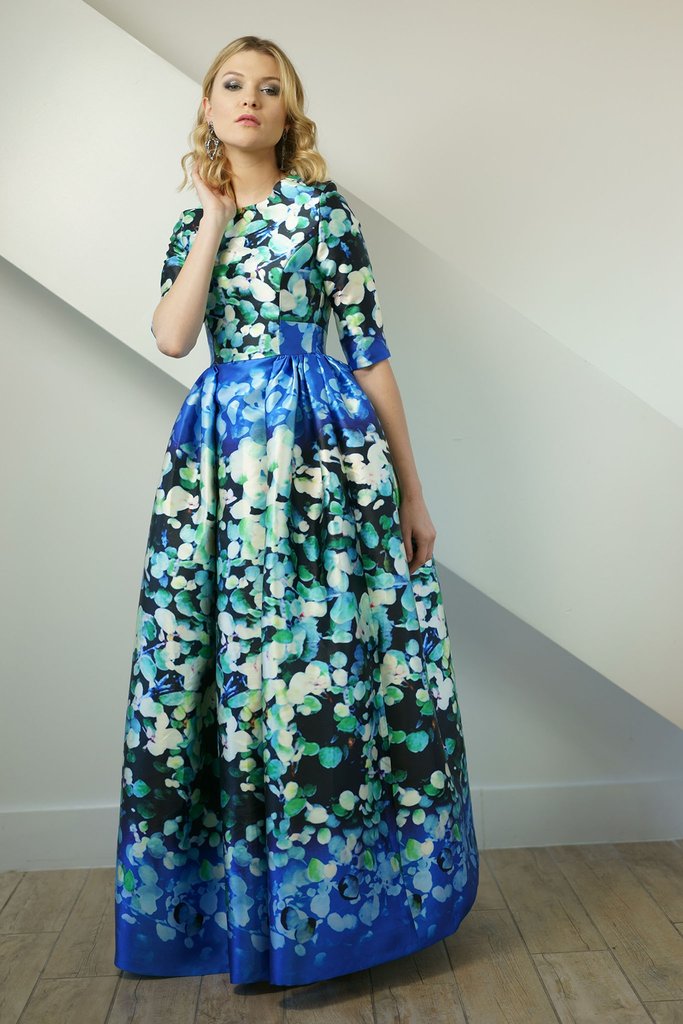 683x1024 Final Sale Jewel Tone Watercolor Print Gown Apparalel - Watercolor Gown