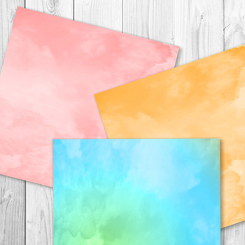 350x350 Watercolor Digital Paper, Watercolor Wash Texture, Painted - Watercolor Gradient Wash