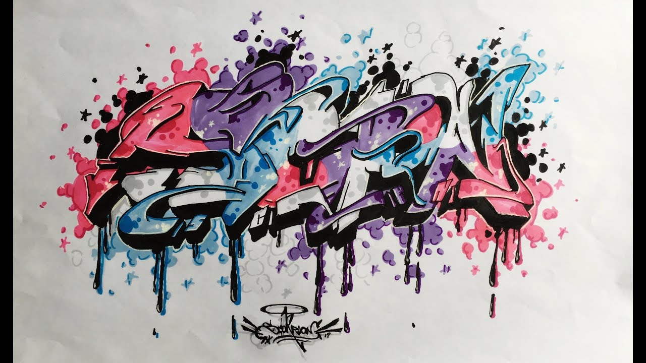 1280x720 Graffiti Sketch 2017 Scpn - Watercolor Graffiti