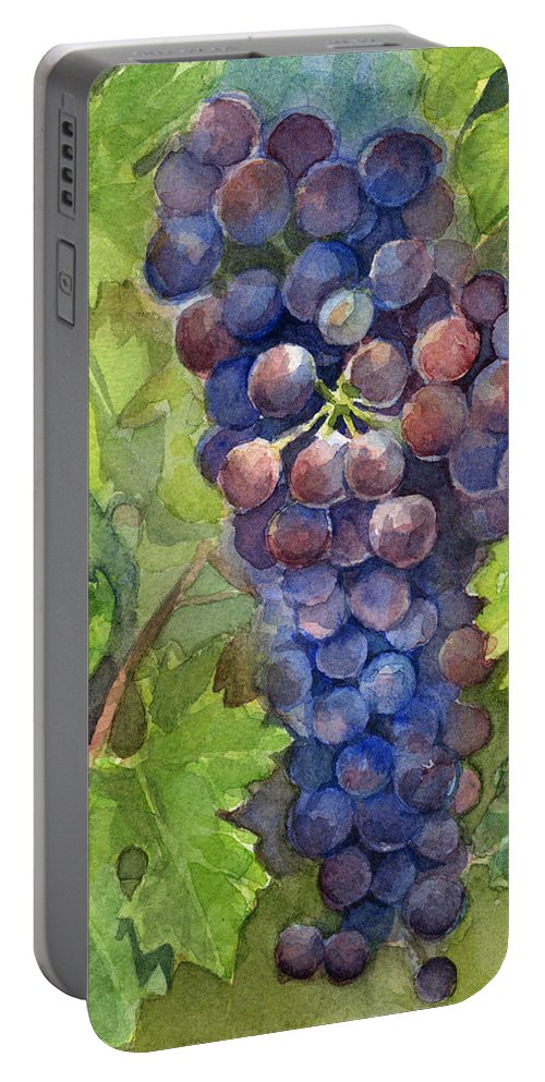 500x993 Watercolor Grapes Painting Portable Battery Charger For Sale By - Watercolor Grapes