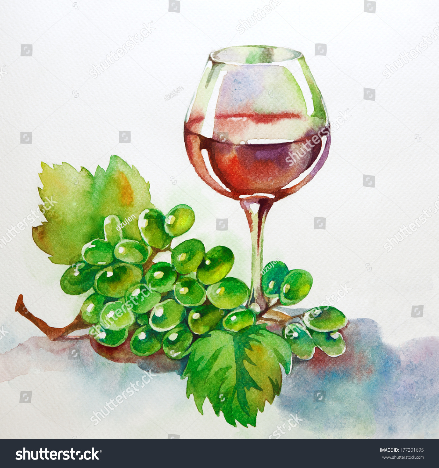Акварельный скетчинг вино