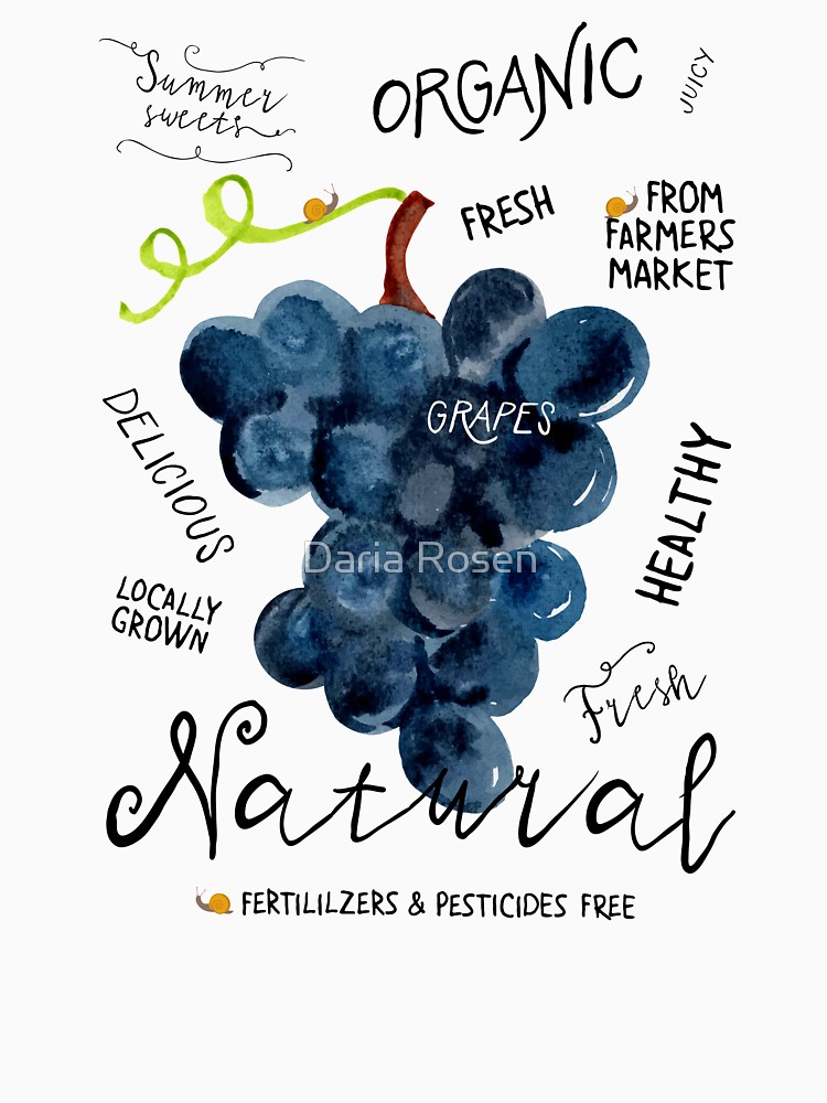 750x1000 Watercolor Grapes Unisex T Shirt By Tukkki Redbubble - Watercolor Grapes