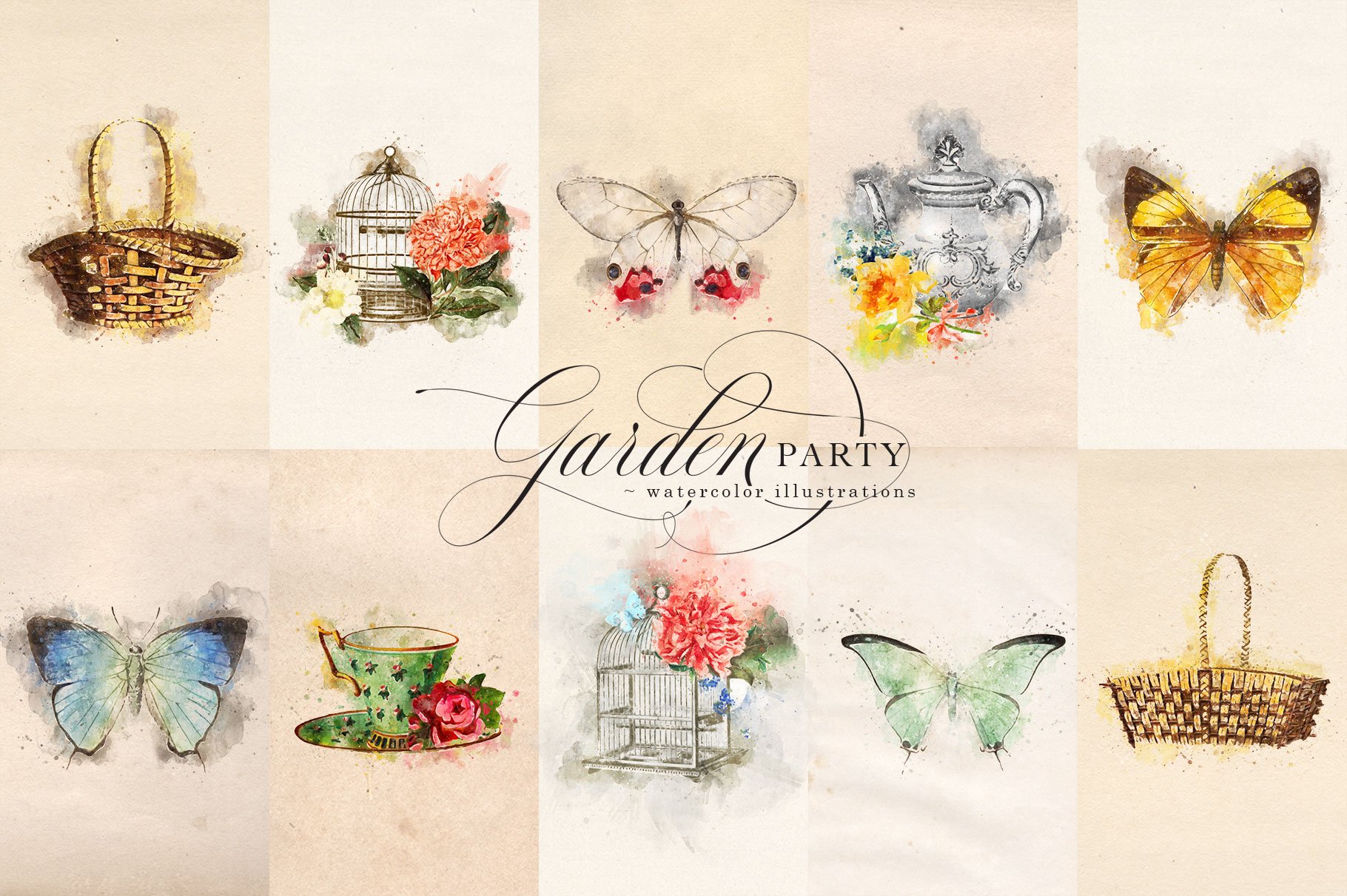 1820x1211 Garden Party Watercolor Graphics - Watercolor Graphic Design