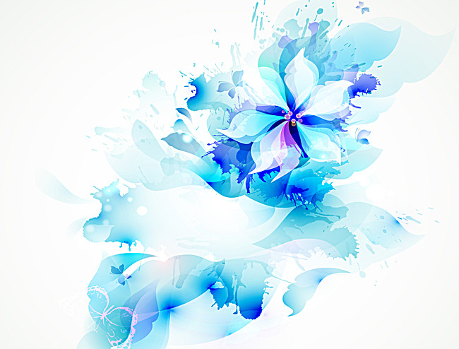 650x494 Vector Blue Floral Watercolor, Blue, Vector, Watercolor Background - Watercolor Graphic Design
