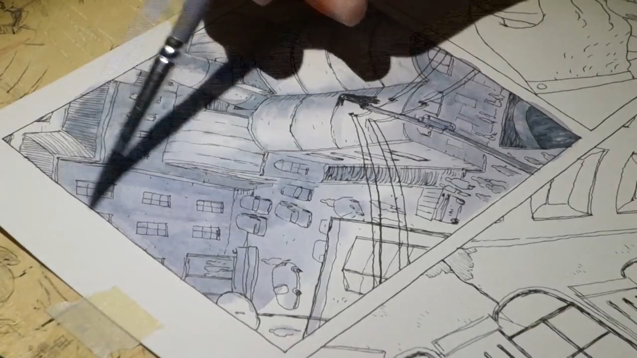1280x720 Industrial Watercolor - Watercolor Graphic Novel