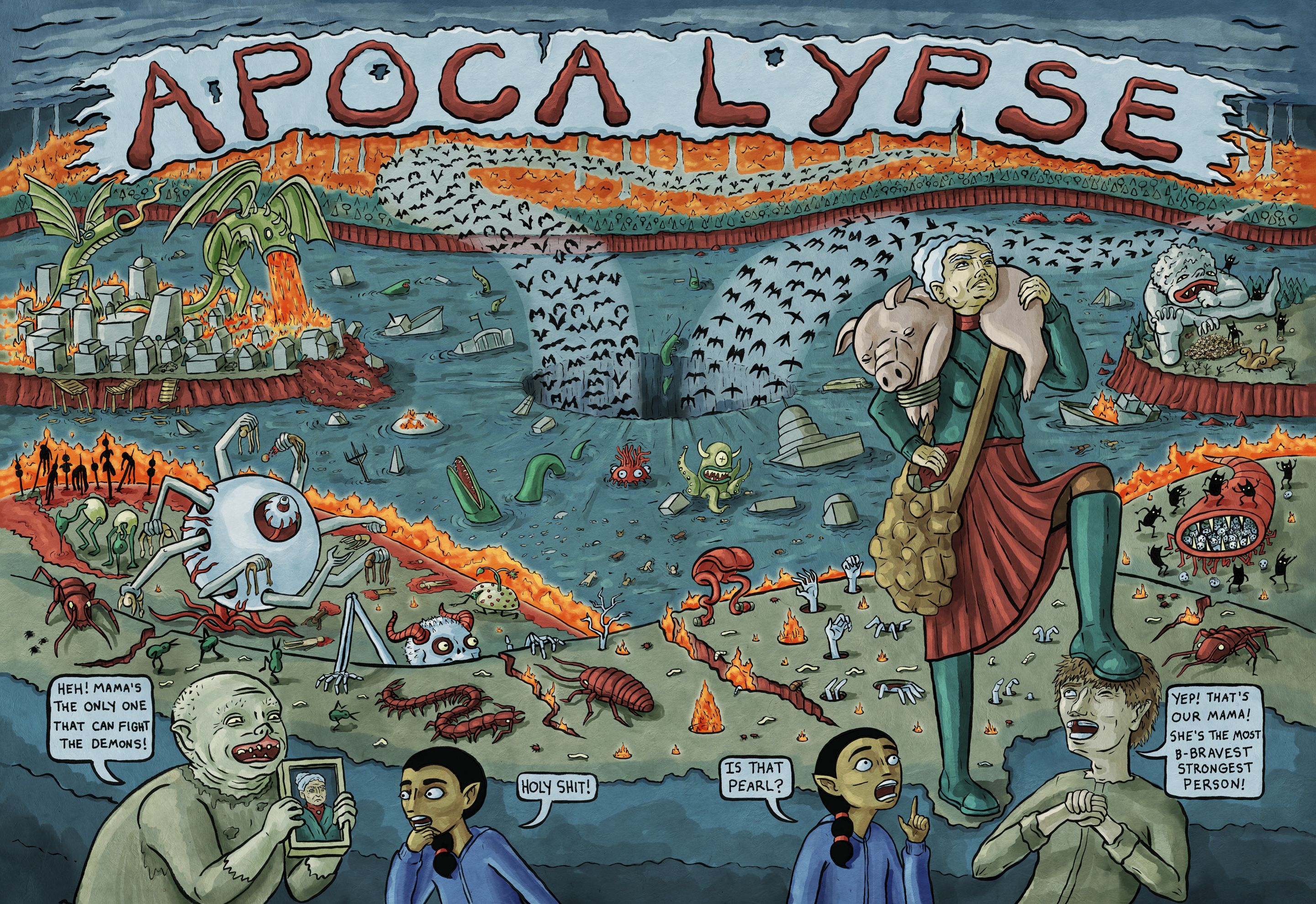 2881x1980 Apocalypse. From Wip Graphic Novel Pig Wife - Watercolor Graphic Novel