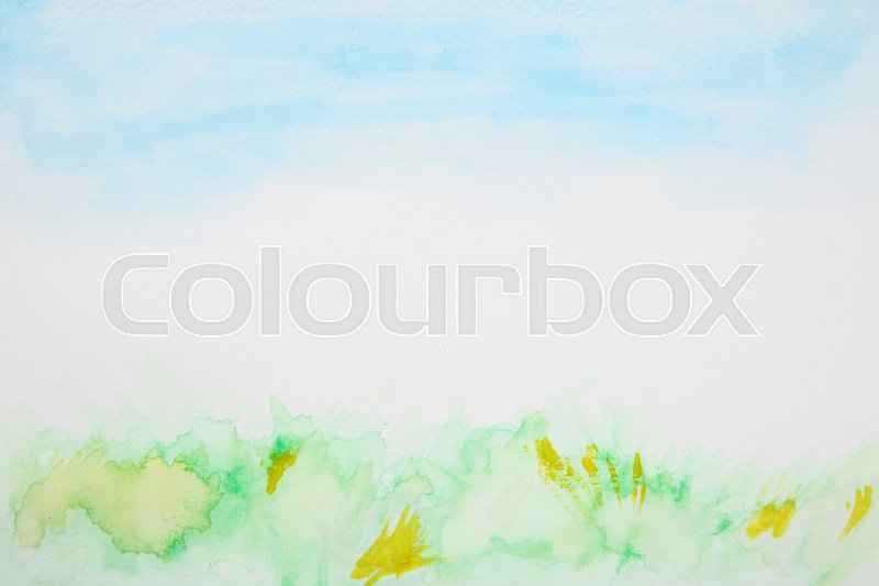 800x533 Abstract Grass And Sky Watercolor Background Texture Stock Photo - Watercolor Grass Texture