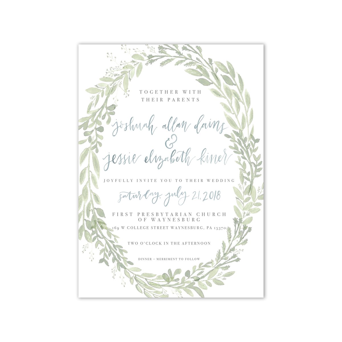 1200x1200 Simple Watercolor Greenery Wedding Invitation Suite Oh Joyful Day - Watercolor Greenery