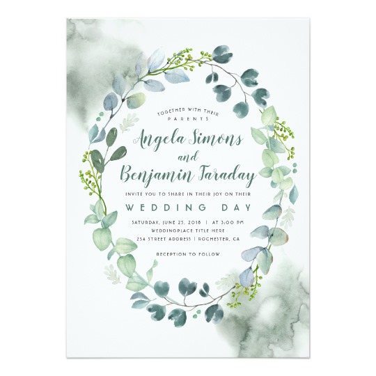 540x540 Watercolor Greenery Elegant Eucalyptus Wedding Invitation - Watercolor Greenery