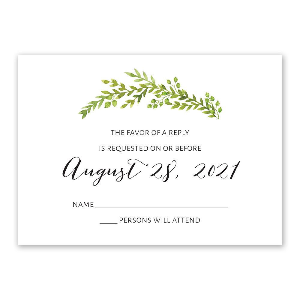 1000x1000 Watercolor Greenery Response Card Invitations By Dawn - Watercolor Greenery