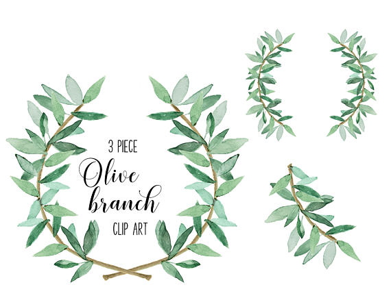 570x435 Watercolor Laurel Greenery And Coordinating Branch Set For Wedding - Watercolor Greenery