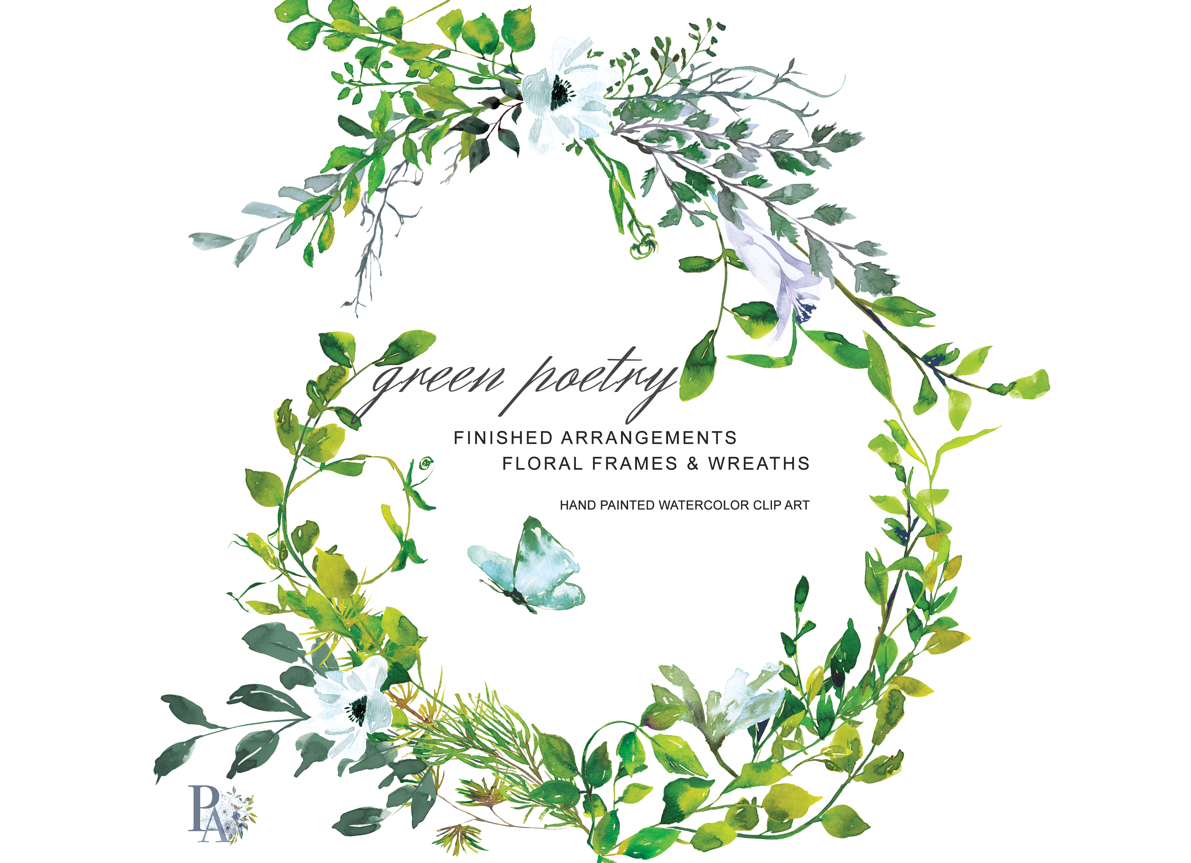 3874x2810 Watercolor Clipart Greenery - Watercolor Greenery Vector