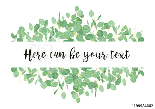 500x354 Wedding Eucalyptus Horizontal Vector Design Banner. Rustic - Watercolor Greenery Vector