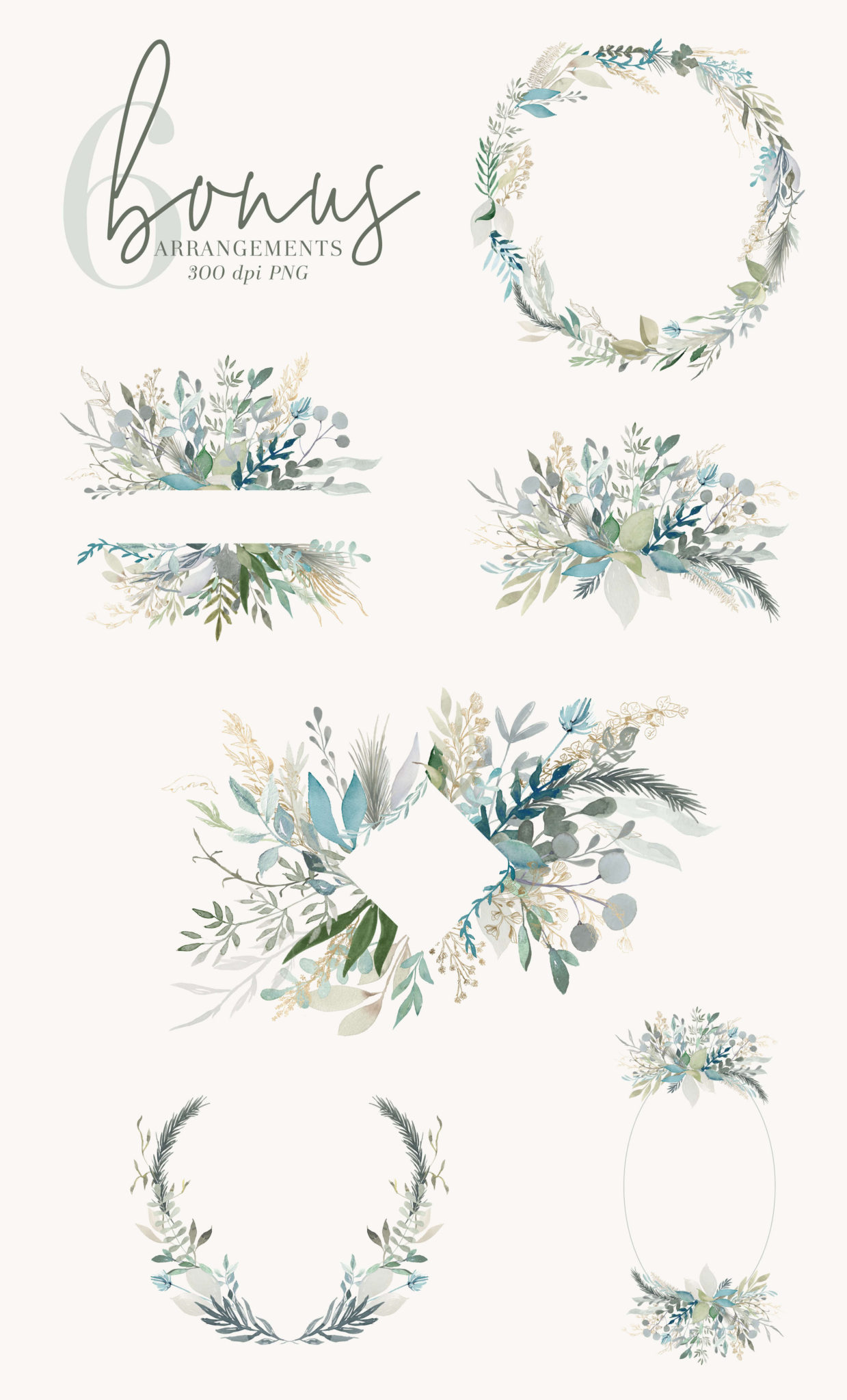 1239x2048 Foliage Amp Foil - Watercolor Greenery Vector
