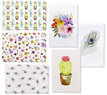 355x317 48 Pack All Occasion Assorted Blank Note Cards - Watercolor Greeting Cards