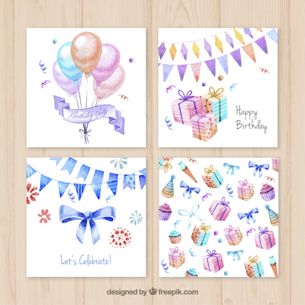 626x626 Watercolor Birthday Cards Vector Premium Download - Watercolor Greeting Cards