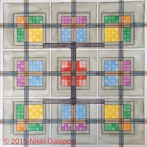 300x299 Original Watercolor Painting Fine Art Modern Geometric Modern - Watercolor Grid