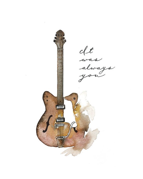 570x713 Original Watercolor Guitar Painting With Hand Lettering Etsy - Watercolor Guitar