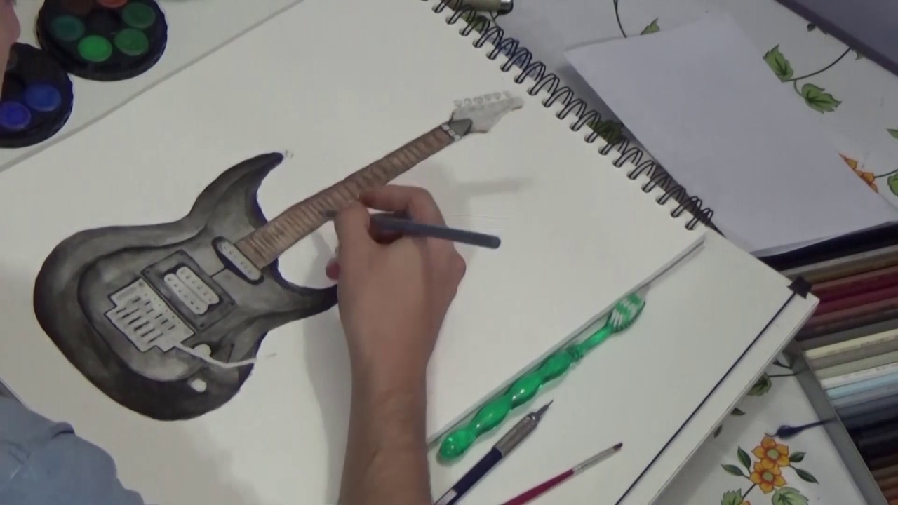 1280x720 Speed Painting Watercolor - Watercolor Guitar