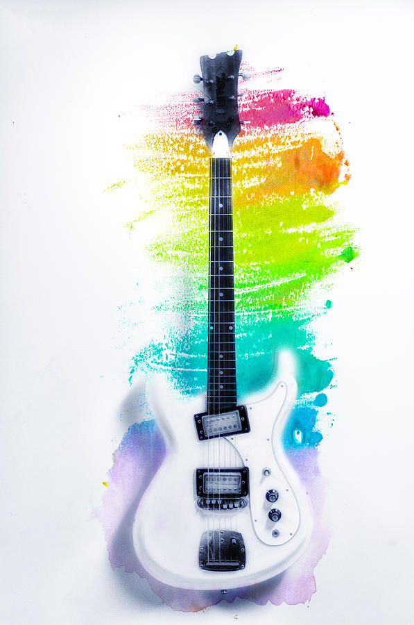 597x900 Ultravox Guitar Watercolor Bg Photograph By Bill Cannon - Watercolor Guitar