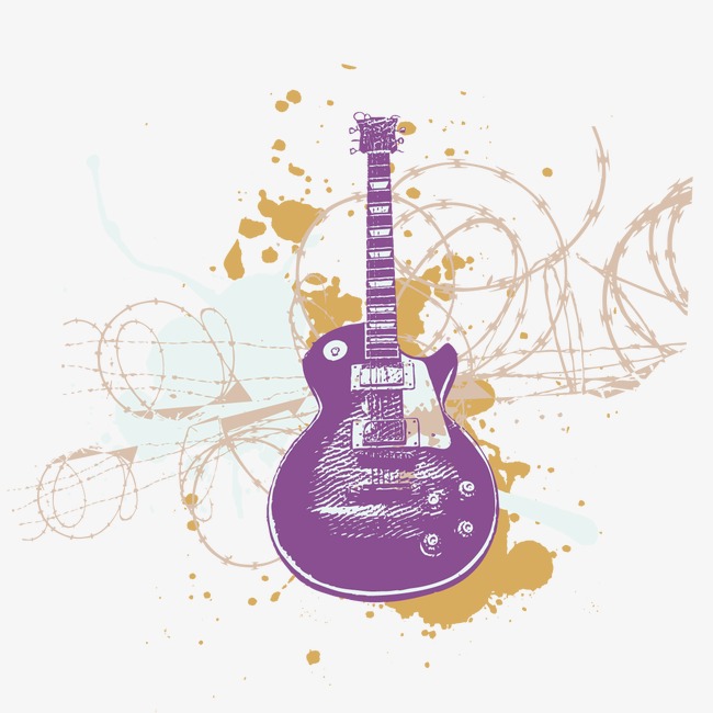 650x650 Vector Purple Guitar And Watercolor, Guitar Vector, Watercolor - Watercolor Guitar